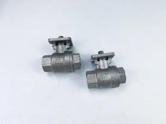 Válvula de bola de acero inoxidable Válvulas industriales roscadas de 2 piezas Ss con válvula de flotador de almohadilla de montaje opcional